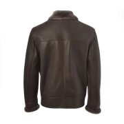 Men Black Shearling Leather Jacket - Image 2
