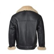 Men Black B3 Shearling Leather Jacket - Image 2