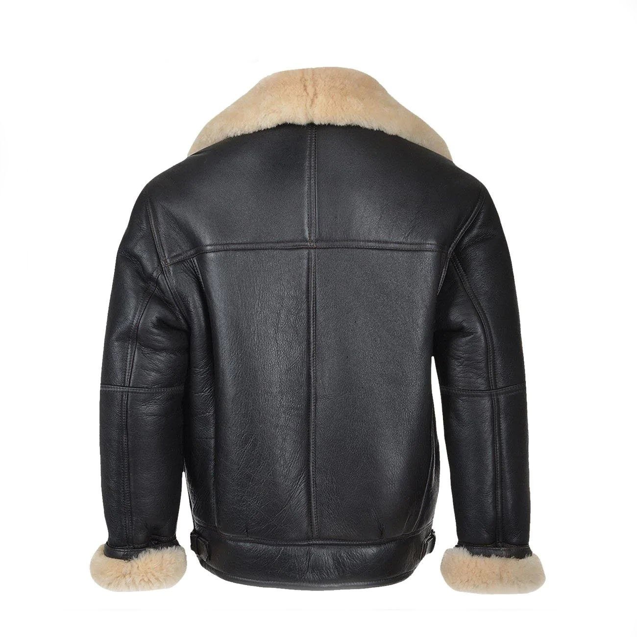 2 Men Black B3 Shearling Leather Jacket - Image 2