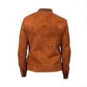 Men Brown Bomber Suede Jacket - Image 2