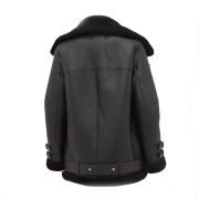 Women Black B3 Shearling Jacket - Image 2