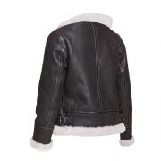 Men Black Shearling Leather Jacket With Hoodie - Image 2