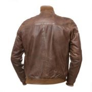 Men Tawny Brown Bomber Jacket - Image 2