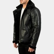 Men's B3 Aviator Real Shearling Sheepskin Leather Flight Bomber Jacket - Image 3