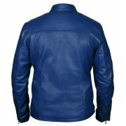 Men's Steve McQueen Le Mans Gulf Racing Style Stripes Leather Jacket - Image 3