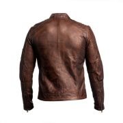 Men's Brown Café Racer Vintage Distressed Motorbike Leather Jacket - Image 3