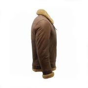 Men's Brown B3 Shearling Sheepskin WW2 Bomber Leather Flying Aviator Jacket - Image 3