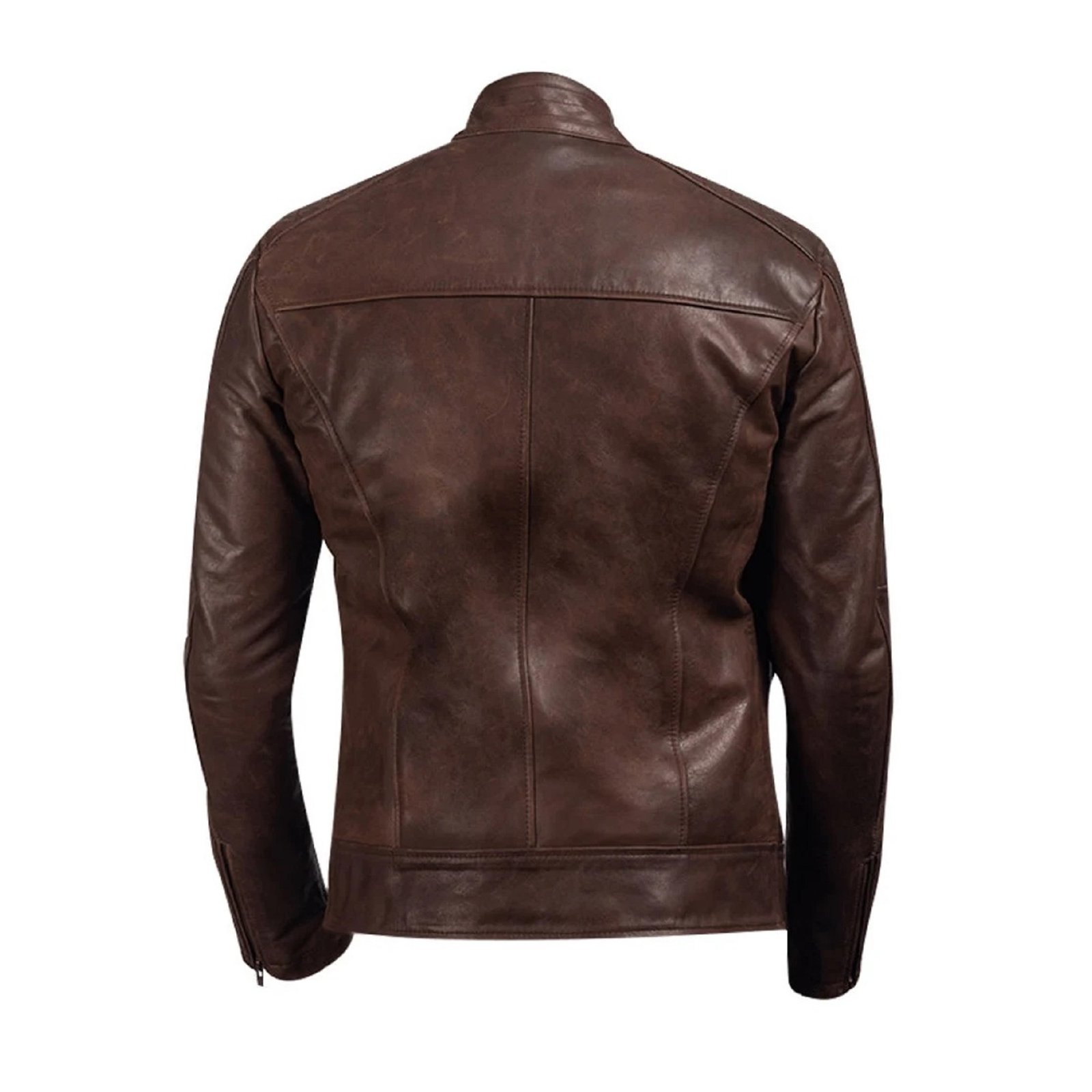 3 Chocolate Brown Handmade Men’s Leather Jacket - Image 3