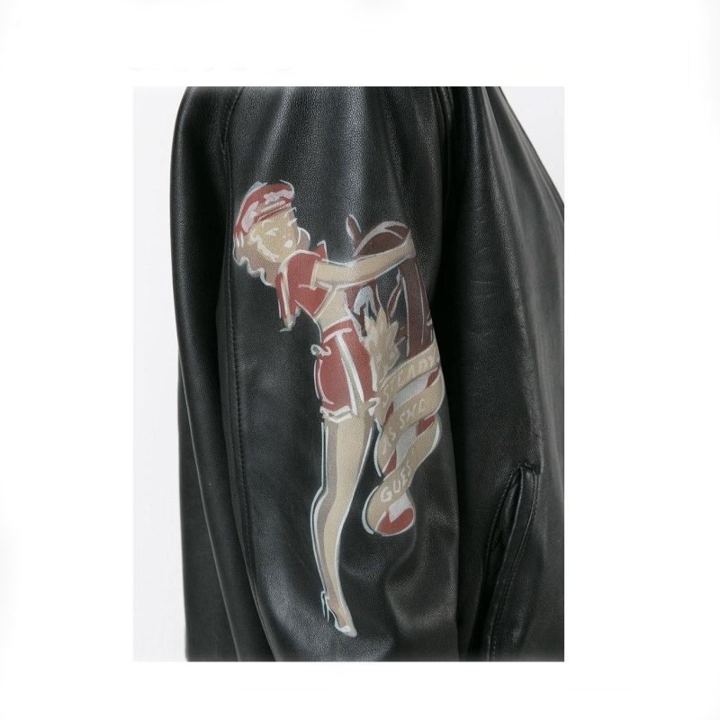 Black Leather Bomber Jacket