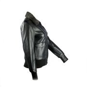 Sundance Shearling Black Bomber Women's Leather Jacket - Image 3
