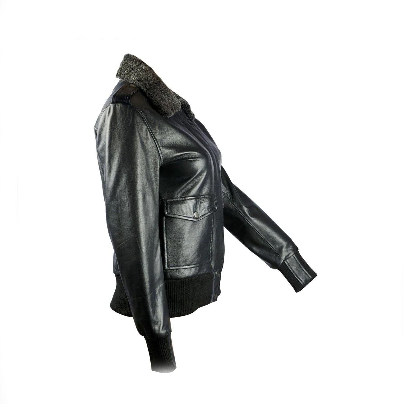 3 Sundance Shearling Black Bomber Women's Leather Jacket - Image 3