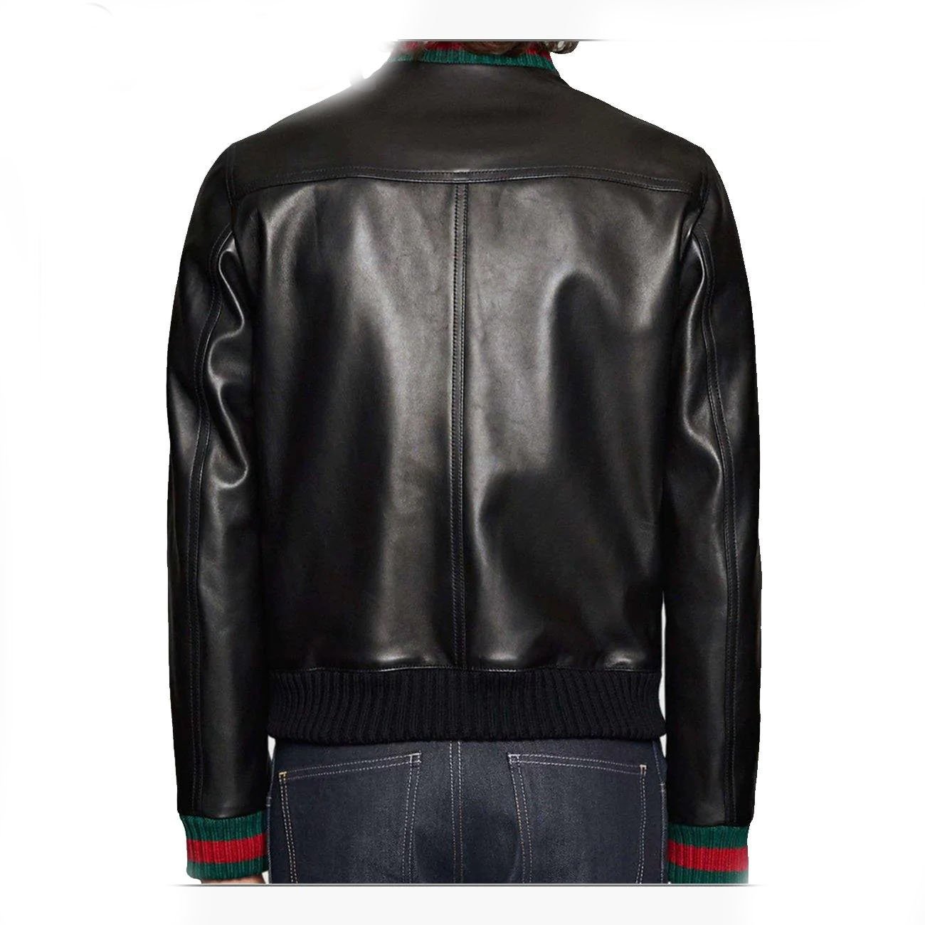 4 Black Stylish Leather Jacket for Men's - Image 4