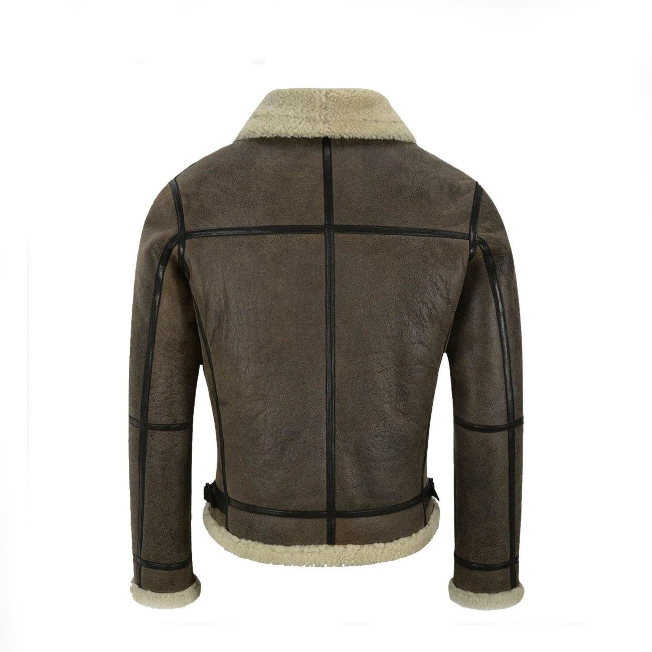 4 Men B3 Brown Air Force Leather Shearling Jacket - Image 4