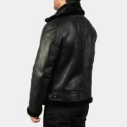 Men's B3 Aviator Real Shearling Sheepskin Leather Flight Bomber Jacket - Image 4