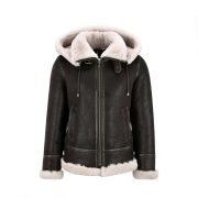 Detachable Hood Ladies B3 Bomber Classic WW2 Sheepskin Jacket