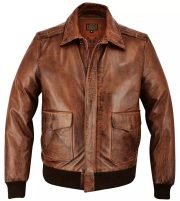 Mens A2 Real Goatskin Leather Pilot Flying Jacket