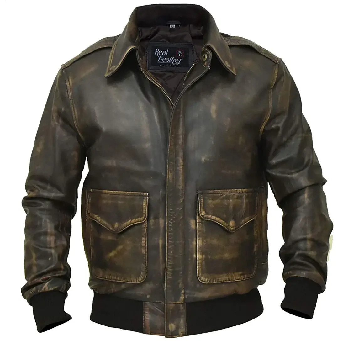 A2 Aviator Distressed Cowhide Leather Bomber Aviator Flight Jacket A2 Aviator Distressed Cowhide Leather Bomber Aviator Flight Jacket