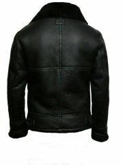 Men’s B3 Aviator Faux Shearling Black shearl Leather Jacket - Image 3