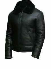 Men’s B3 Aviator Faux Shearling Black shearl Leather Jacket - Image 2