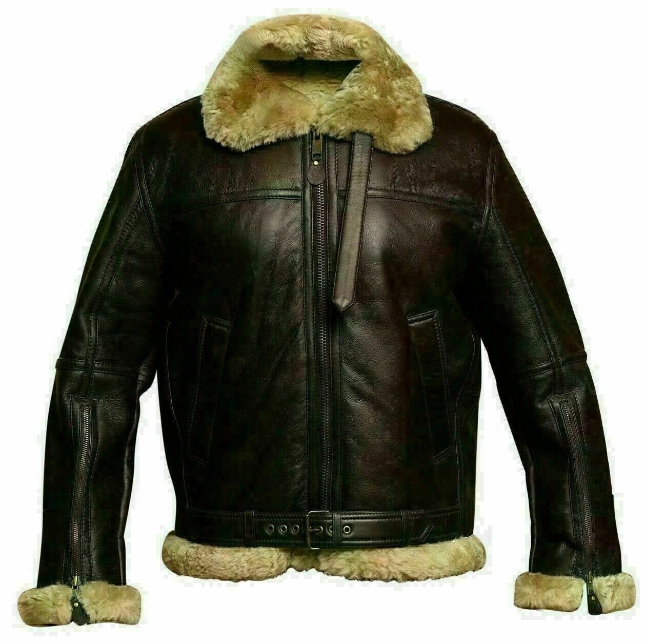 Mens-RAF-Aviator-Real-Leather-Jacket-Coat-Bomber-B3-Sheep-Skin-Pilot-Flying-003-1.jpeg Men’s RAF B3 Aviator Real Leather Sheep Skin Bomber Jacket Coat - Image 3