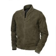men olive seudo bomber jacket