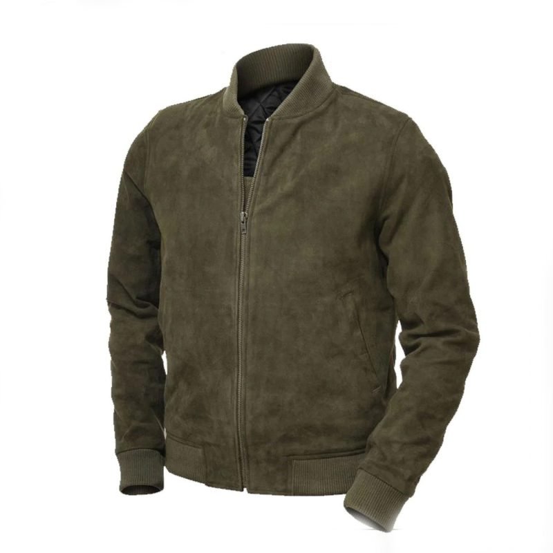men olive seudo bomber jacket