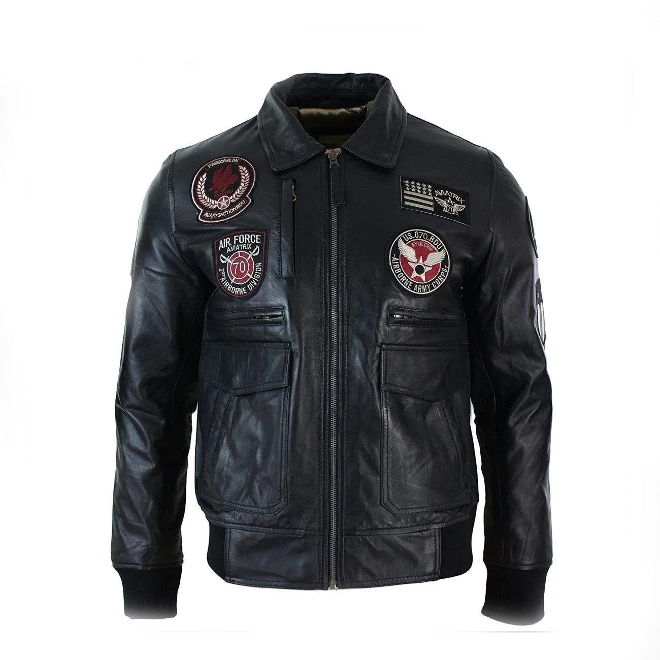 real men black leather jacket with usa badge real men black leather jacket with usa badge