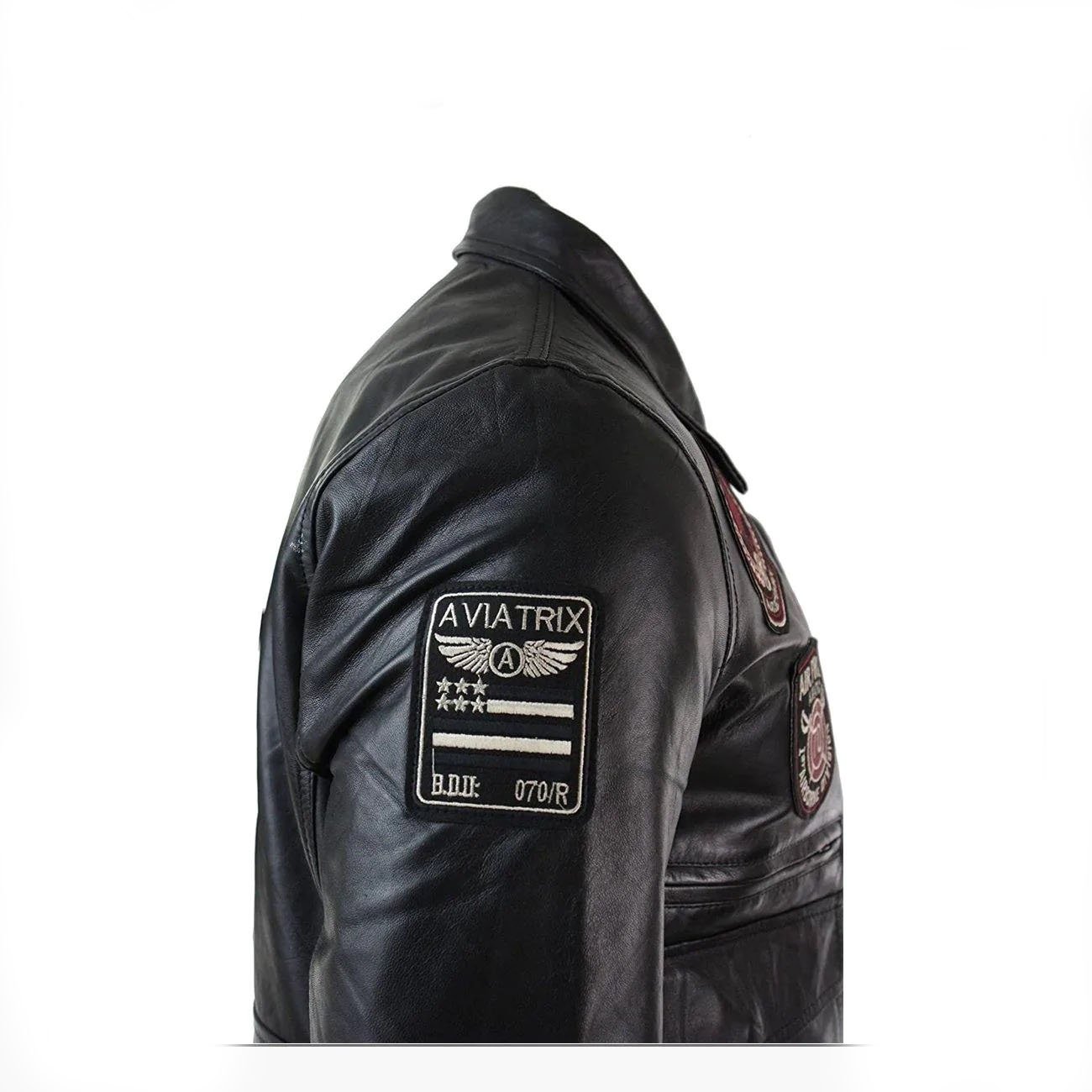 real men black leather jacket with usa side real men black leather jacket with usa side