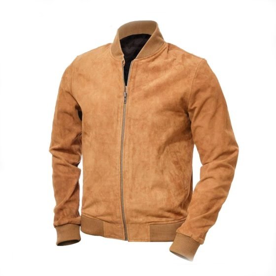 men tan bomber jacket
