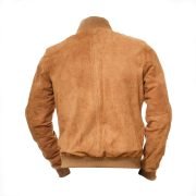 men tan bomber jacket back