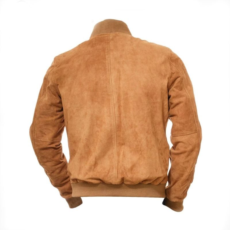 men tan bomber jacket back