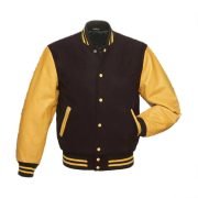 cc Varsity Jacket With Gold Leather Sleeves