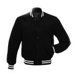 Black Fleece Varsity Jacket With White Strips