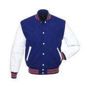 Custom Royal Blue And White Varsity Jacket