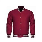 Baseball Styles Maroon Varsity Leather Jacket For Men