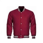Baseball Styles Maroon Varsity Leather Jacket For Men