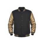 Lettermen college Wool Leather varsity Jacket - Black & Gold