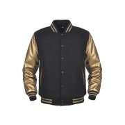 Lettermen college Wool Leather varsity Jacket - Black & Gold