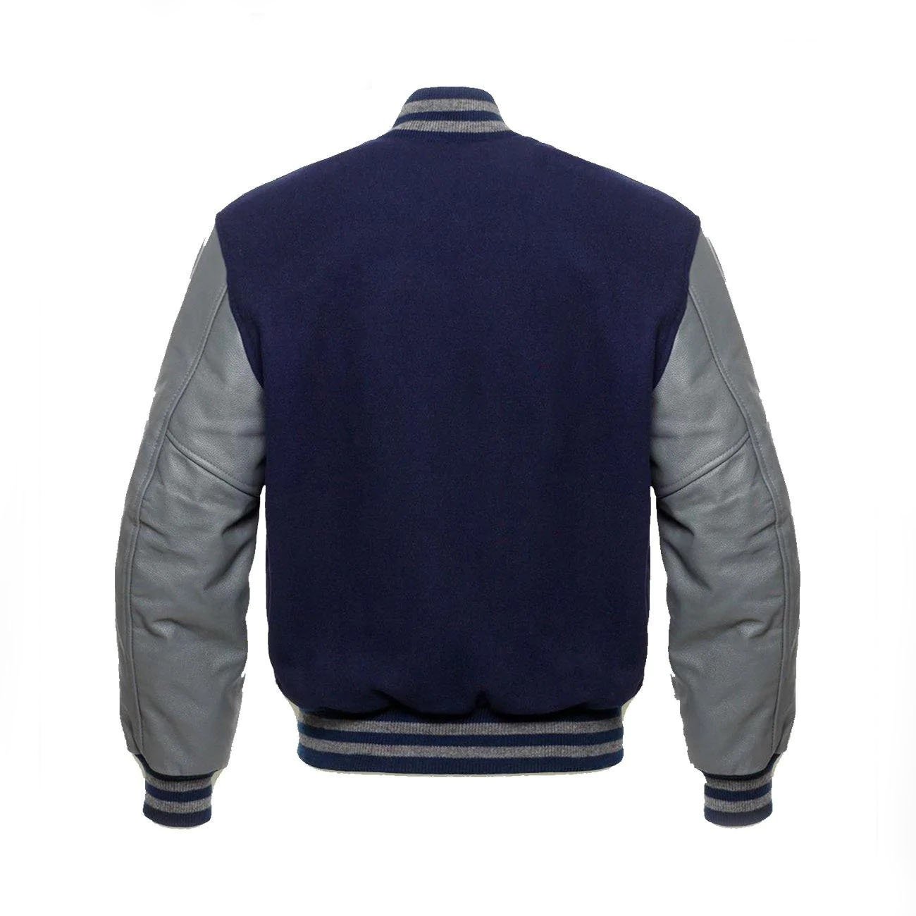 2-157.jpg Dark Blue Wool Varsity Jacket With Dark Grey Leather Sleeves - Image 3