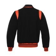 Black Wool With Orange Strips Varsity Jacket - Image 3