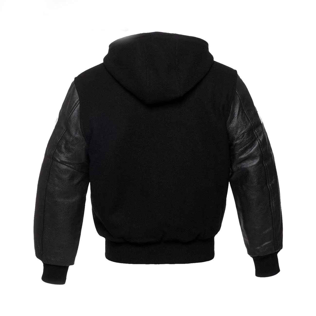 2-173.jpg Black Wool Hoodie Varsity Jacket With PU Leather Sleeves - Image 3