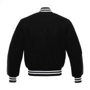 Black Fleece Varsity Jacket With White Strips - Image 3