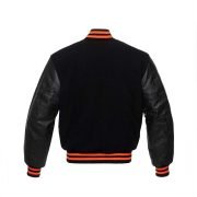 Letterman Varsity Jacket Wool & Real Leather Black/Red Lines - Image 3