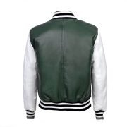 Men's Dark Green And White Varsity Baseball Jacket - Image 3