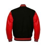 Black Wool & Red Leather Sleeves Varsity jacket - Image 3