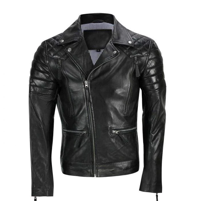 Mens-Black-Sheep-Leather-Vintage-Style-Biker-Fashion-Casual-Leather-Jacket