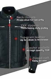 Leather Motorbike Jacket Motorcycle Biker With CE Protect Armour Thermal Lining - Image 3