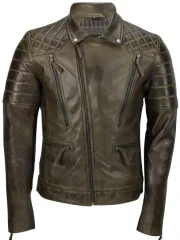Men's Brown Sheep Leather Vintage Style Biker Fashion Casual Leather Jacket - Image 4
