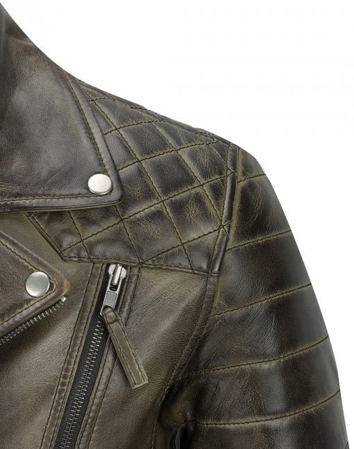 Men's Brown Sheep Leather Vintage Style Biker Fashion Casual Leather Jacket - Image 5