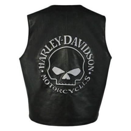 Premium Vest HD Reflective Skull Vest Men's Harley Motorcycle Cowhide Leather Motocollection